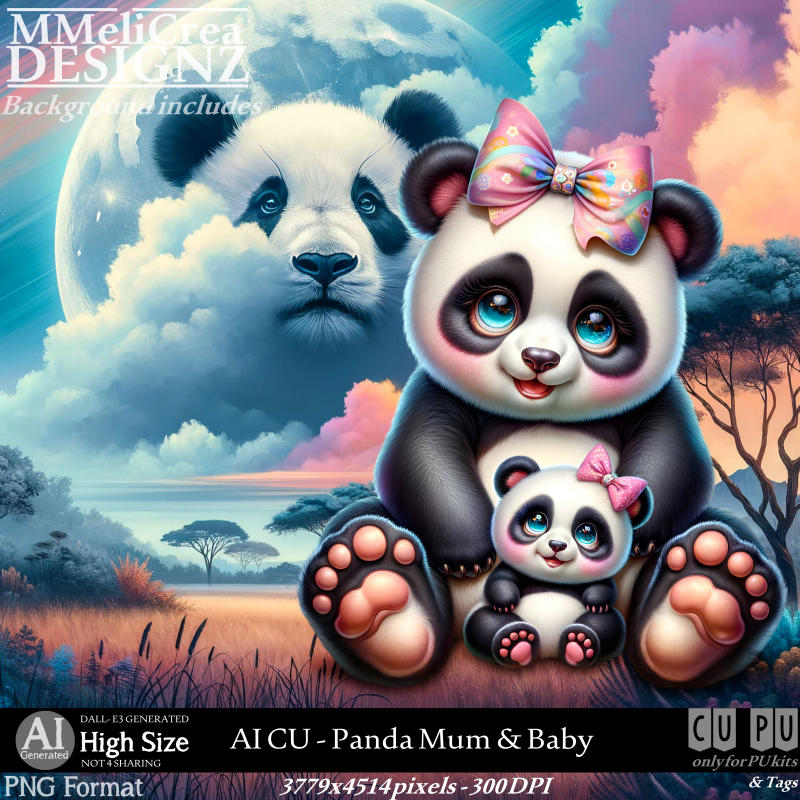AI - CU Panda Mum & Baby (CU4PU/PNG) - Click Image to Close